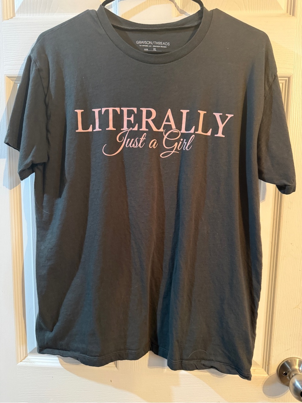 Grayson Threads Black Tee with Pink "Literally Just a Girl" Graphic